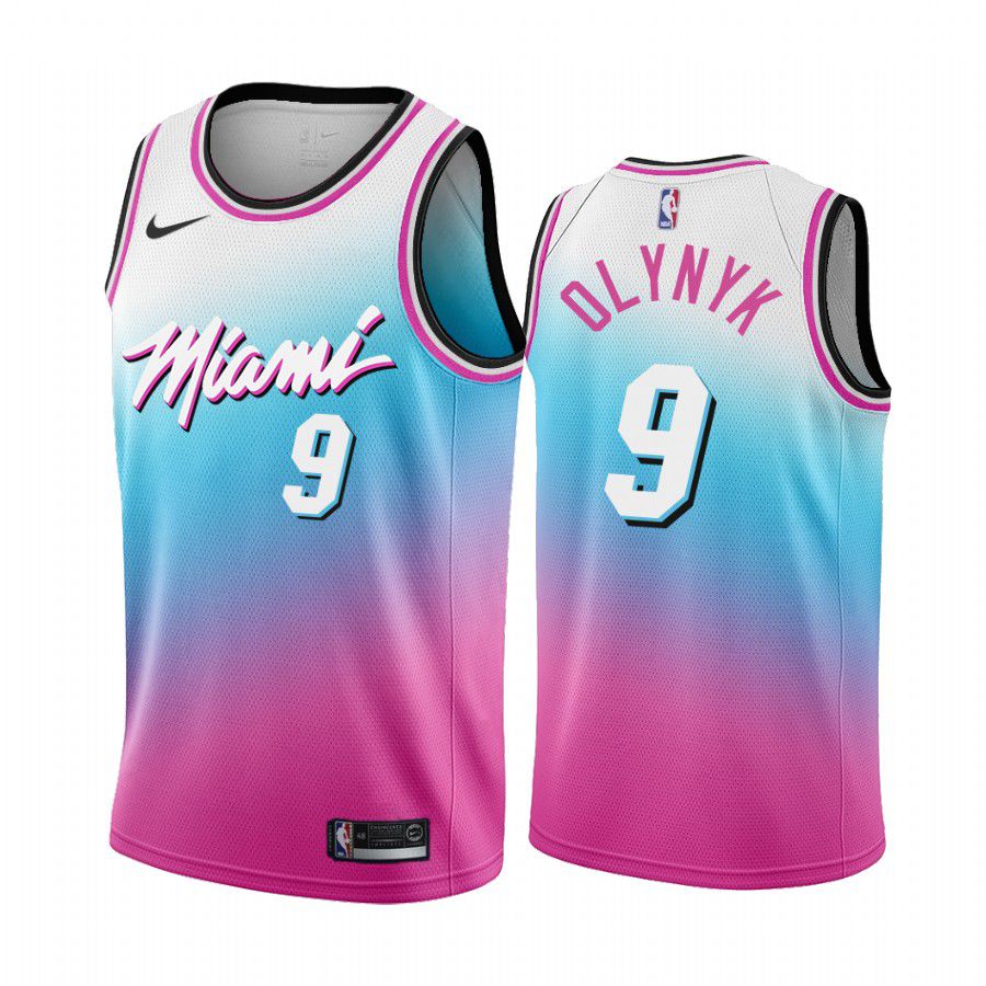 Men Miami Heat #9 kelly olynyk blue pick city edition vice 2020 nba jersey